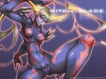  abs black_sclera blade blonde_hair blue_skin claws crazy_eyes fang maria_(witchblade) momofuki_rio red_eyes solo teeth twintails witchblade 