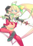  blonde_hair breasts fujishima-sei_ichi-gou highres large_breasts long_hair older red_skirt rockman rockman_(classic) roll skirt solo thighhighs 