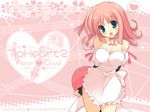  apron artist_request blue_eyes blush breasts cleavage engrish heart large_breasts milfa naked_apron pink_hair ranguage solo to_heart_2 to_heart_2_ad tray wallpaper 