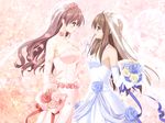  :d alternate_hairstyle bangs bare_shoulders blue_eyes blue_flower blue_rose blush bouquet bow breasts bridal_veil bride choker cleavage couple cousins dress elbow_gloves eye_contact flower from_side game_cg gloves grey_hair hair_down happy height_difference highres holding holding_hands incest kitajima_kaede kitajima_sara large_breasts lens_flare light_smile long_hair looking_at_another multiple_girls open_mouth peko petals pink_dress pink_flower pink_gloves pink_rose pink_wedding_dress profile purple_eyes ribbon rose sash see-through sideboob sidelocks smile sono_hanabira_ni_kuchizuke_wo spaghetti_strap sparkle standing strapless strapless_dress tiara veil very_long_hair wavy_hair wedding_dress white_dress white_gloves wife_and_wife yuri 