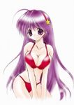 artist_request asamiya_athena bikini breast_squeeze breasts hair_ornament hairband jpeg_artifacts large_breasts long_hair purple_hair red_hairband snk solo star star_hair_ornament swimsuit the_king_of_fighters 