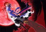  absurdres blood brown_hair hatchet highres higurashi_no_naku_koro_ni moon nose_hatchet numata_seiya official_art red_eyes red_moon ryuuguu_rena scan short_hair solo thighhighs torn_clothes weapon 