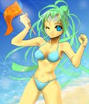  artist_request bare_arms bikini demonbane elsa_(demonbane) green_hair pointy_ears solo swimsuit 