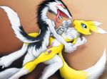  1280x960 ass blue_eyes breasts claws digimon fangs flat_chest fur furry long_tongue open_mouth rain rain_(sergal) rape renamon saliva sergal sex tail tongue yellow_eyes yuri 