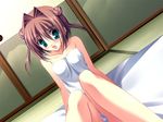  arm_support asakura_yume brown_hair da_capo da_capo_ii green_eyes naked_towel solo tanihara_natsuki towel 