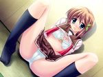  asamiya_shizuki blue_eyes blush bra cameltoe dain_~kutsujoku_no_coming_out~ game_cg lingerie open_clothes open_shirt orange_hair panties school_uniform shirt socks solo spread_legs underwear upskirt yonekura_kihiro yuki_shin yuzuki_kotona 