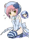  9law amulet_spade guardian_chara hair_ornament hinamori_amu magical_girl miki_(shugo_chara!) multiple_girls no_panties pink_hair shugo_chara! spade_(shape) spade_hair_ornament striped striped_legwear thighhighs 