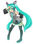  bad_id bad_pixiv_id blue_eyes char detached_sleeves face green_hair hatsune_miku long_hair necktie skirt solo spring_onion thighhighs twintails vocaloid 