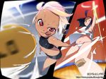  copyright_request dark_skin flat_chest highres magical_sigepon multiple_girls paddle panties red_eyes table_tennis table_tennis_paddle tongue underwear wallpaper 