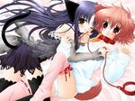  animal_ears blue_hair cat_ears collar dog_ears green_eyes hinata_(pure_pure) leash long_hair lying multiple_girls panties pure_pure red_eyes red_hair sakurazawa_izumi short_hair thighhighs tobari_(pure_pure) underwear white_panties yuri 