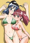  2girls age_difference bikini blue_hair breasts erect_nipples glasses hinata_aki hinata_natsumi keroro_gunsou large_breasts long_hair milf mother_and_daughter multiple_girls nipples orange_hair pince-nez ponytail swimsuit twintails yuri 