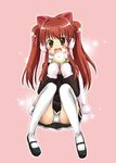  :d aloe_(quiz_magic_academy) animal_ears bad_id bad_pixiv_id blush brown_eyes cat_ears mittens open_mouth panties pantyshot pochi_(pochi-goya) quiz_magic_academy red_hair scarf smile solo thighhighs twintails underwear white_panties 