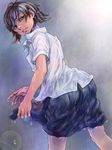  brown_hair inomoto_hiro makoto_(street_fighter) school_uniform short_hair solo street_fighter wet wet_clothes 