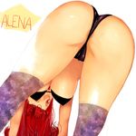  alena_(dq4) ass bad_id bad_pixiv_id bent_over bra breasts cameltoe cevoy dragon_quest dragon_quest_iv from_behind large_breasts lingerie panties red_eyes red_hair thighhighs underboob underwear underwear_only 