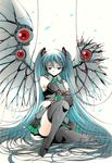  blue_hair breasts dragoon hatsune_miku highres long_hair moonsorrow sitting small_breasts solo thighhighs twintails very_long_hair vocaloid wings 