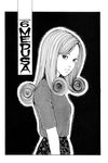  black_background border greyscale itou_junji j-horror looking_at_viewer monochrome non-web_source simple_background skirt solo sweater upper_body uzumaki 
