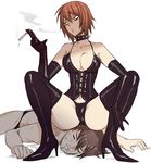  bad_id bad_pixiv_id bdsm boots breasts brown_eyes brown_hair choker cigarette cleavage copyright_request dominatrix elbow_gloves femdom gloves high_heels igarashi_ran_(igatz) large_breasts panties shoes short_hair sitting sitting_on_person smoking solo spread_legs squatting thigh_boots thighhighs underwear 