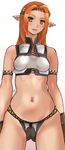  barbell_piercing brown_eyes circlet clitoris_piercing earrings elf elvaan fe final_fantasy final_fantasy_xi highres jewelry long_hair midriff navel_piercing orange_hair panties piercing pointy_ears solo ulmia underwear 