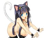  animal_ears breasts cat_ears copyright_request huge_breasts makaroni nipples nude solo tail thighhighs 