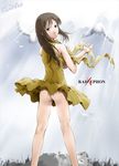  bird dress mishima_reika no_panties rahxephon skirt solo suzuki_kyoutarou wind wind_lift yellow_dress yellow_skirt 
