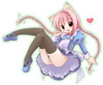  :d animal_ears braid brown_eyes cat_ears copyright_request emurin glowing heart long_hair looking_at_viewer maid no_panties open_mouth pink_hair smile solo spoken_heart thighhighs 