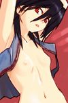  armpits arms_up black_hair face flat_chest lips michael nipples original red_eyes solo vest 