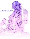  1girl asano_akira closed_eyes code_geass gradient lelouch_lamperouge long_hair monochrome nunnally_lamperouge purple smile 