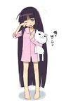  barefoot bottomless child dress_shirt feet kusaka_kokage long_hair original shirt sleepy solo very_long_hair 