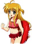  arisa_bannings artist_request bare_arms bikini innertube lyrical_nanoha mahou_shoujo_lyrical_nanoha solo swimsuit 