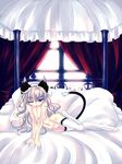  animal_ears bed cat_ears copyright_request feet hands highres nanamiso nude one_eye_closed solo tail thighhighs 