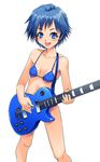  asaki_takayuki bare_arms bikini blue_hair copyright_request guitar instrument solo swimsuit 
