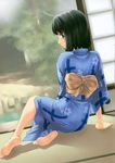  barefoot black_hair blue_eyes feet japanese_clothes kimi_kiss kimono shijou_mitsuki soles solo tanaka_shoutarou 