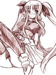  chikuwa_(tikuwa) fate_testarossa long_hair lyrical_nanoha mahou_shoujo_lyrical_nanoha monochrome sketch solo thighhighs 