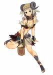  armor breasts cleavage fantasy_earth green_eyes horns jewelry medium_breasts plant ryman sandals sitting solo sorcerer tattoo 