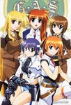  belt blonde_hair blue_hair brown_hair buckle fate_testarossa fingerless_gloves gauntlets gloves hair_ornament headband highres jacket long_hair low-tied_long_hair lyrical_nanoha magical_girl mahou_shoujo_lyrical_nanoha_strikers midriff military military_uniform multiple_girls okuda_yasuhiro open_clothes open_jacket orange_hair pantyhose red_hair revolver_knuckle side_ponytail single_fingerless_glove single_gauntlet subaru_nakajima takamachi_nanoha teana_lanster thighhighs tsab_air_military_uniform tsab_ground_military_uniform twintails uniform waist_cape x_hair_ornament yagami_hayate 