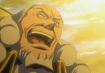  :d bald beard charles_zi_britannia close-up code_geass day face facial_hair laughing light_rays male_focus open_mouth outdoors screencap smile solo sunlight teeth 