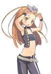  :o adjusting_hair angry antenna_hair armpits arms_up bandeau bare_shoulders belt blush bow brown_eyes brown_hair cool_&amp;_sexy_(idolmaster) cowboy_shot cropped_vest flat_chest floating_hair from_side hair_bow hairband high_collar idolmaster idolmaster_(classic) idolmaster_1 kuroboshi_kouhaku long_hair looking_at_viewer loose_belt midriff minase_iori navel open_clothes open_fly open_mouth open_vest pants pointing simple_background single_vertical_stripe solo standing star star_print tsundere unzipped v-shaped_eyebrows vest white_background wristband 