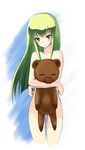  c.c. code_geass green_hair long_hair nude shima-shuu solo stuffed_animal stuffed_toy teddy_bear 