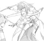  1girl a1 greyscale henrietta_de_tristain hiraga_saito monochrome parody shigurui sketch sword thighhighs weapon zero_no_tsukaima 