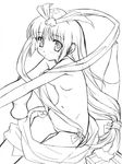  aoi_kumiko breasts eyebrows_visible_through_hair greyscale lineart long_hair looking_at_viewer monochrome nipples original panties shawl simple_background small_breasts solo underwear white_background 