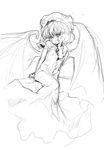  bat_wings greyscale monochrome randou remilia_scarlet sketch solo touhou wings 