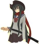  copyright_request glasses hat katana nagy scarf school_uniform solo sword weapon 