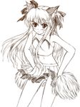  akimoto_dai animal_ears cat_ears cheerleader greyscale long_hair monochrome quiz_magic_academy shalon sketch solo 