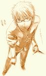  asano_shimon knife male_focus monochrome sketch solo toono_shiki tsukihime yellow 