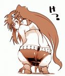  ? ass back blush from_behind long_hair looking_back ponytail short_shorts shorts solo squatting tengen_toppa_gurren_lagann uchiuchi_keyaki yoko_littner 