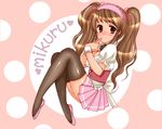  asahina_mikuru corset solo suzumiya_haruhi_no_yuuutsu thighhighs waitress yunico 