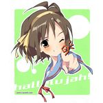  brown_hair hairband orange_hairband shiratama_(shiratamaco) short_hair solo suzumiya_haruhi suzumiya_haruhi_no_yuuutsu 