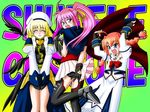  ahoge arm_belt artist_request belt blonde_hair blue_eyes blush bow braid cape closed_eyes cosplay embarrassed fate_testarossa fate_testarossa_(cosplay) fingerless_gloves gloves hat jacket lyrical_nanoha magical_girl mahou_shoujo_lyrical_nanoha mahou_shoujo_lyrical_nanoha_a's multiple_girls open_clothes open_jacket pink_hair ponytail red_bow red_hair shamal signum takamachi_nanoha takamachi_nanoha_(cosplay) teardrop thighhighs twin_braids vita waist_cape wings yagami_hayate yagami_hayate_(cosplay) 