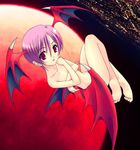 banned_artist barefoot demon_girl feet flat_chest head_wings lilith_aensland moritan nude pink_hair red_eyes solo vampire_(game) wings 