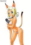  animal_ears artist_request bikini cat_ears final_fantasy final_fantasy_xi handheld_game_console mithra playstation_portable product_placement solo swimsuit tail watermark 